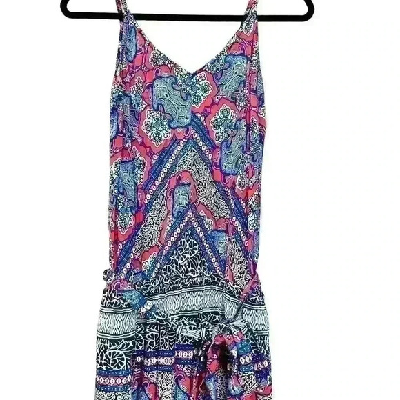 TOMMY BAHAMA Riviera Tiles Sz. Med. Cropped Romper Jumpsuit Beach Cruise‎ Party - Picture 2 of 15